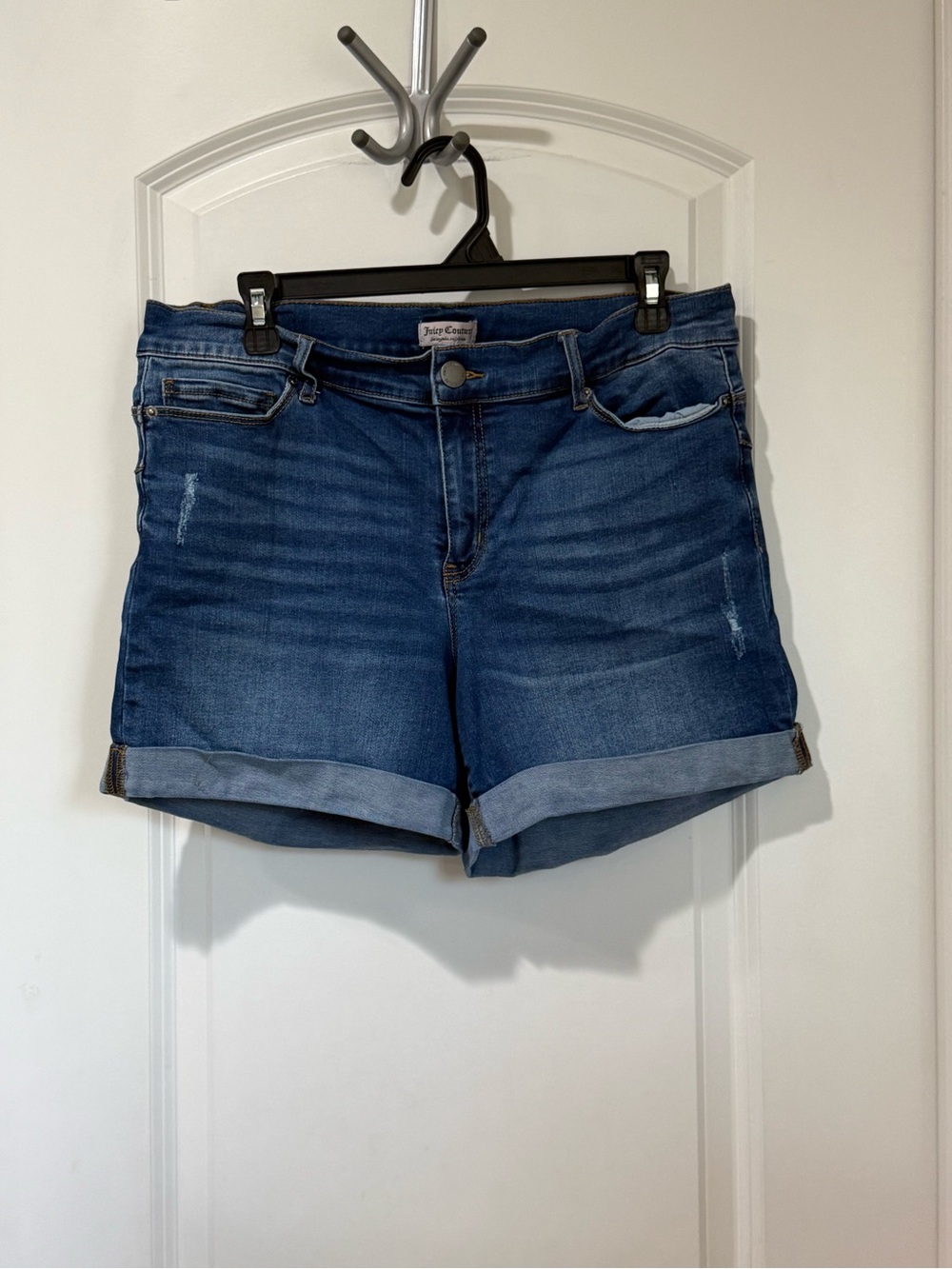 Juicy Couture Dark Blue Rolled Hem Denim Shorts
